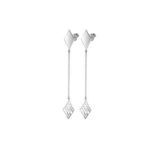 Long 925 Silver Earrings "Dance of Geometry"